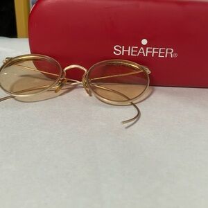 Sheaffer gold toned wire rim glasses, vintage.